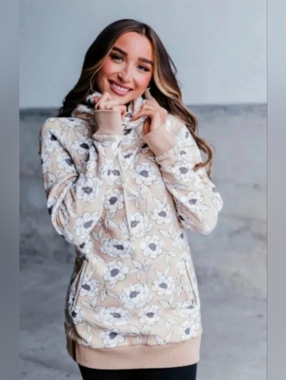 AMPERSAND AVE Singlehood Love Story sweatshirt Floral Funnel Neck Hoodie